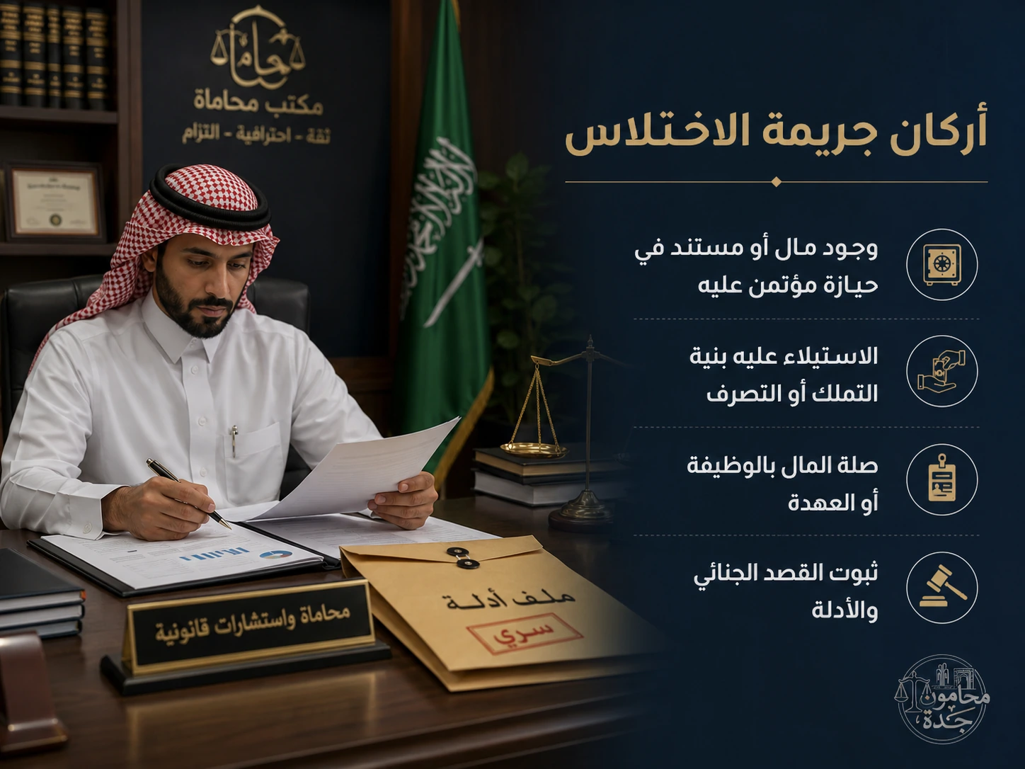 عقوبة الاختلاس في النظام السعودي 2 أركان جريمة الاختلاس