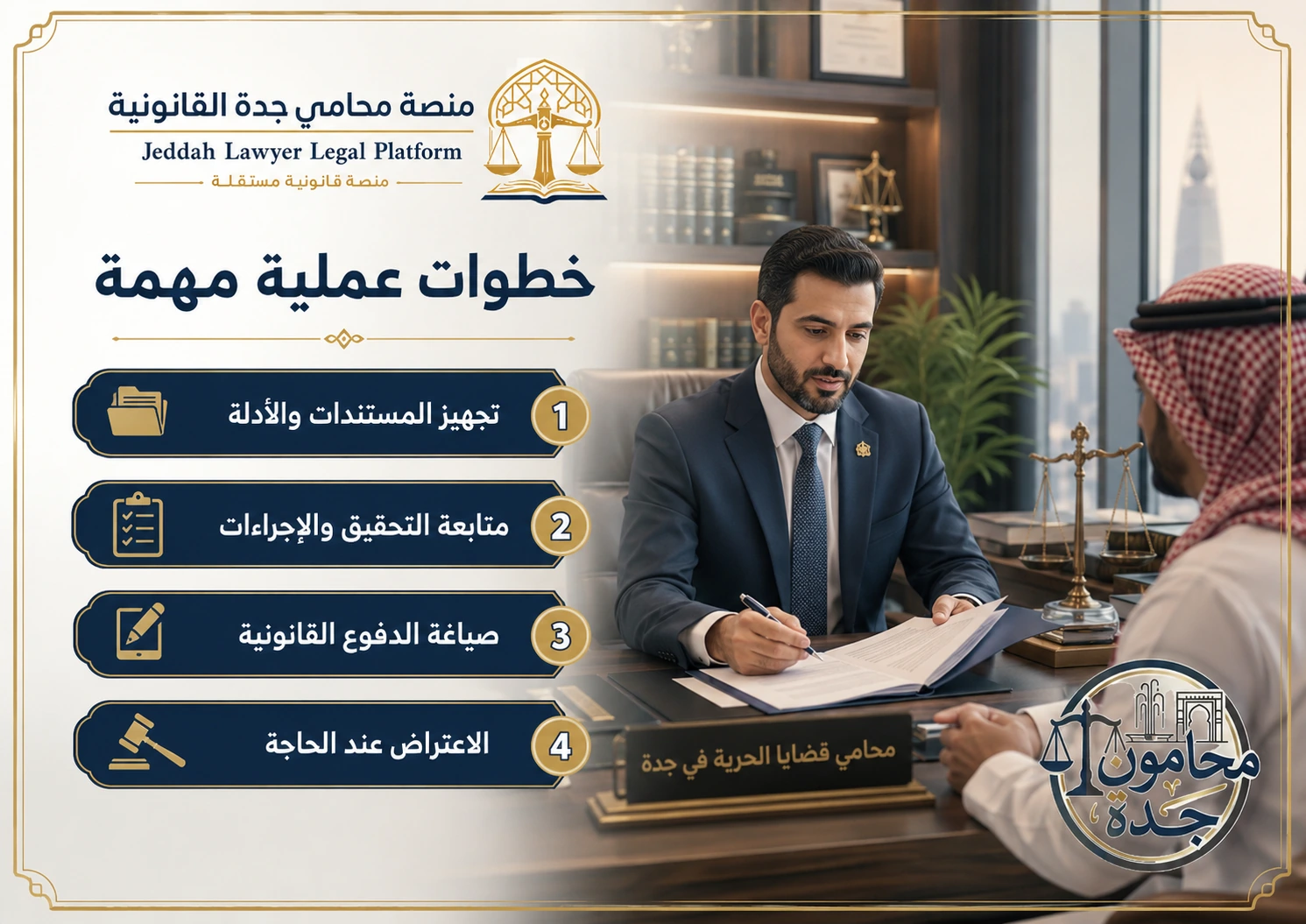 محامي قضايا الحرية في جدة 3 خطوات عمل محامي قضايا الحرية في جدة