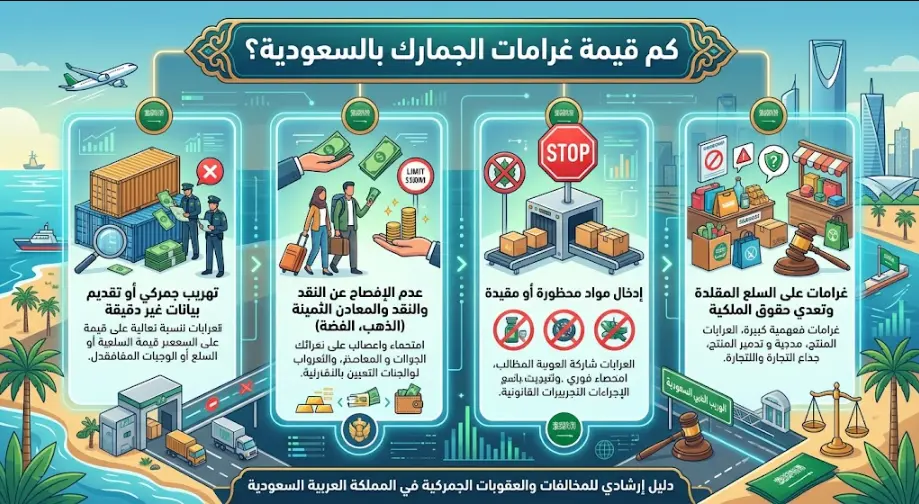 كم قيمة غرامات الجمارك بالسعودية 2 كم قيمة غرامات الجمارك بالسعودية