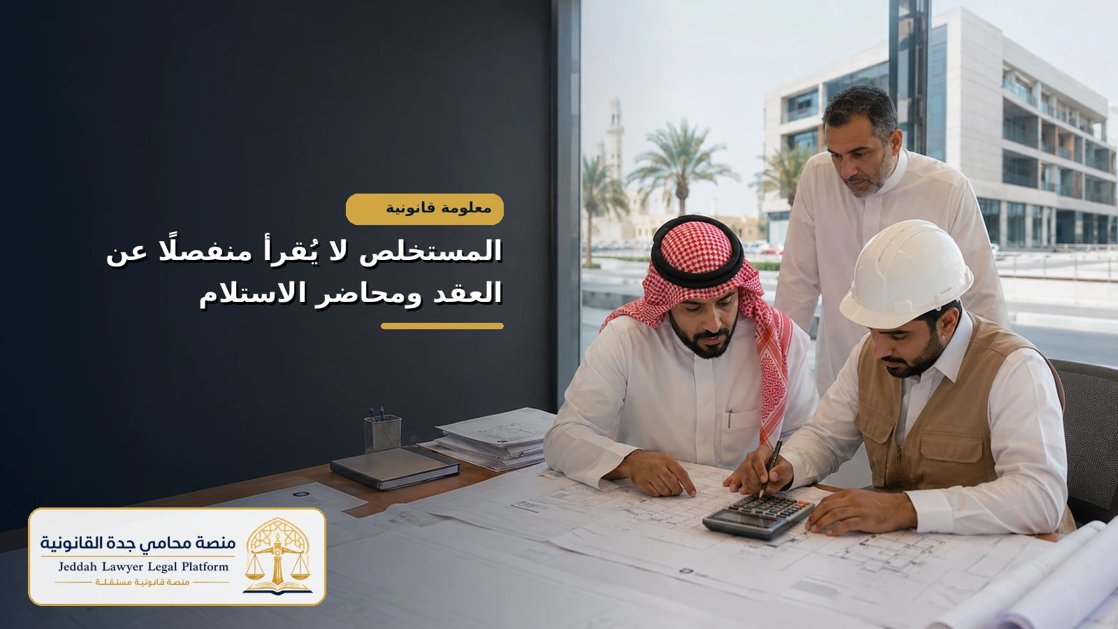 قراءة المستخلص النهائي مع العقد ومحاضر الاستلام