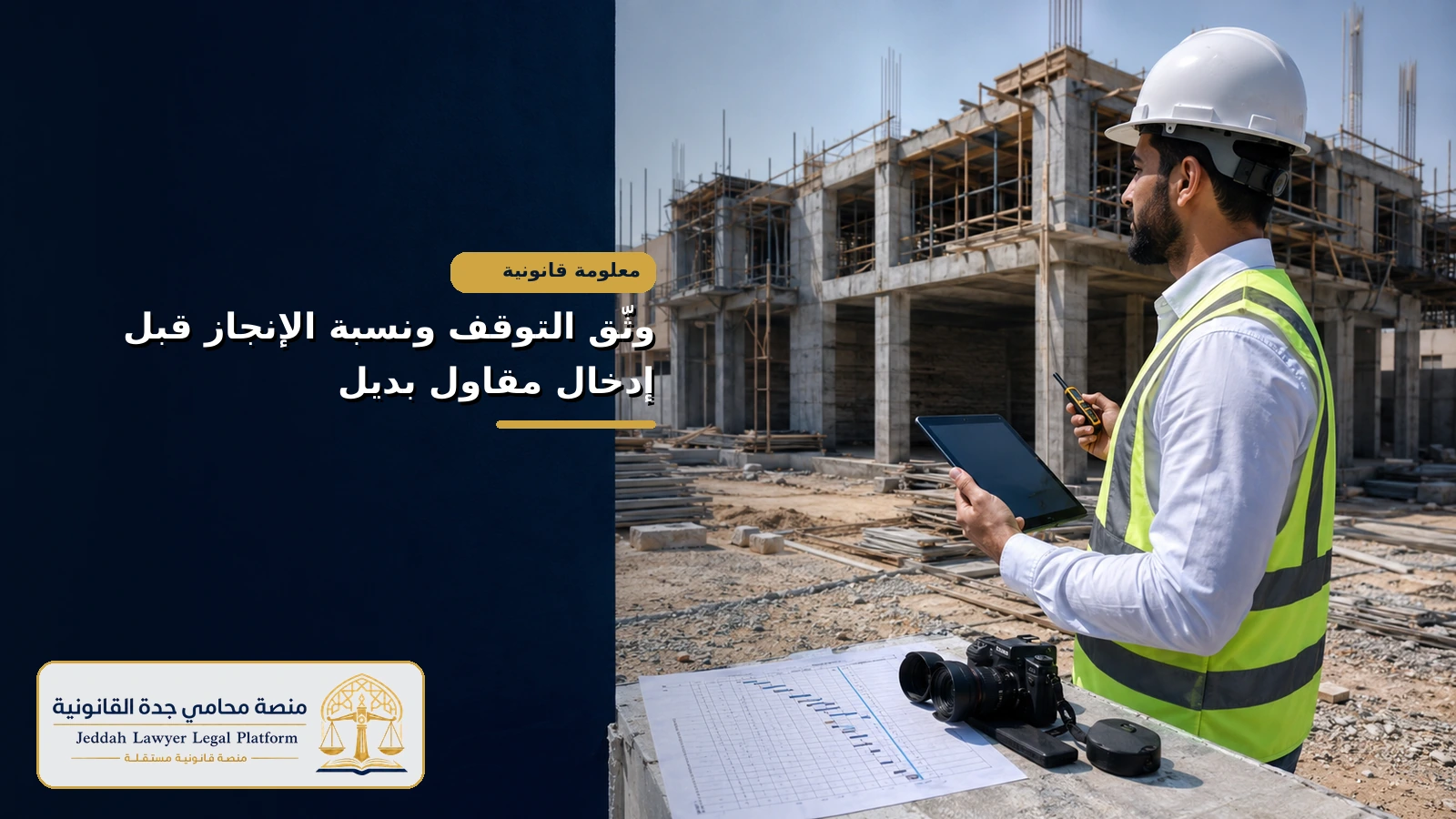فسخ عقد مقاولة بسبب توقف المقاول عن تنفيذ المشروع 3 توثيق توقف المقاول ونسبة إنجاز المشروع قبل الاستبدال