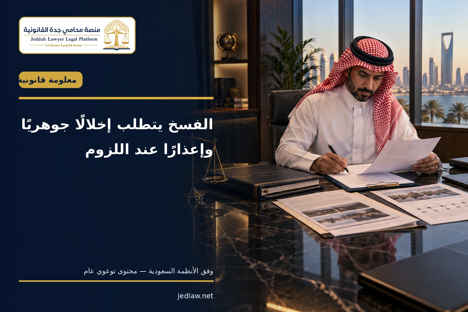 الفسخ يتطلب إخلالا جوهريا وإعذارا عند اللزوم