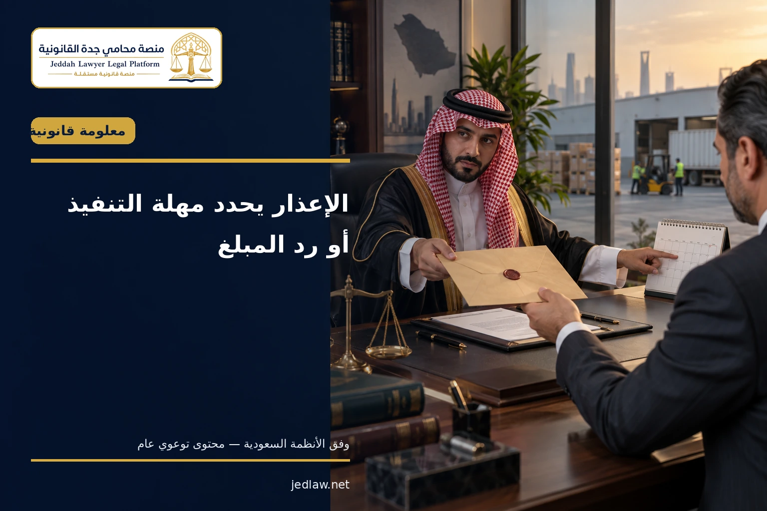 الإعذار يحدد مهلة التنفيذ أو رد المبلغ الإعذار يحدد مهلة التنفيذ أو رد المبلغ
