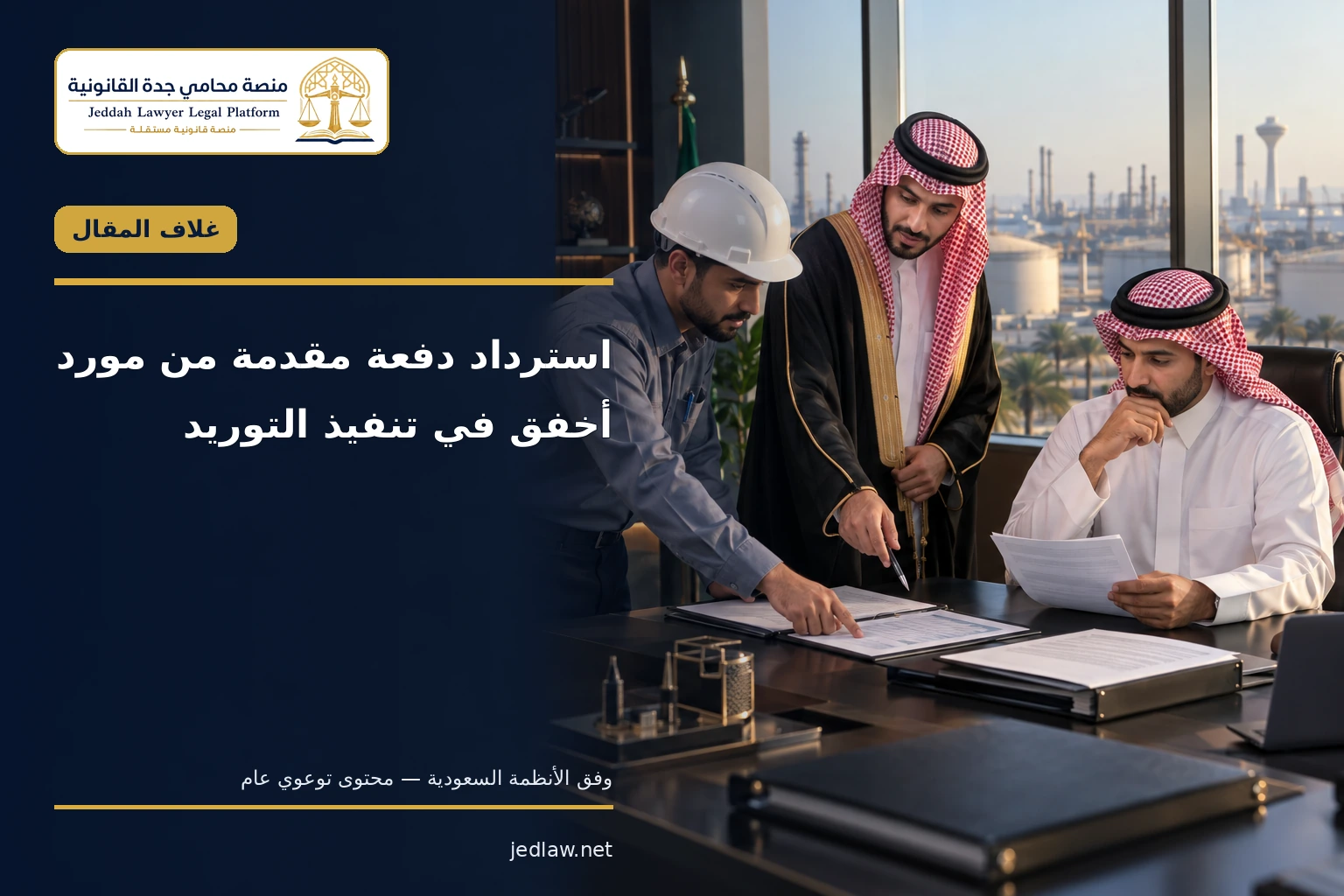 استرداد دفعة مقدمة من مورد أخفق في تنفيذ التوريد استرداد دفعة مقدمة من مورد أخفق في تنفيذ التوريد
