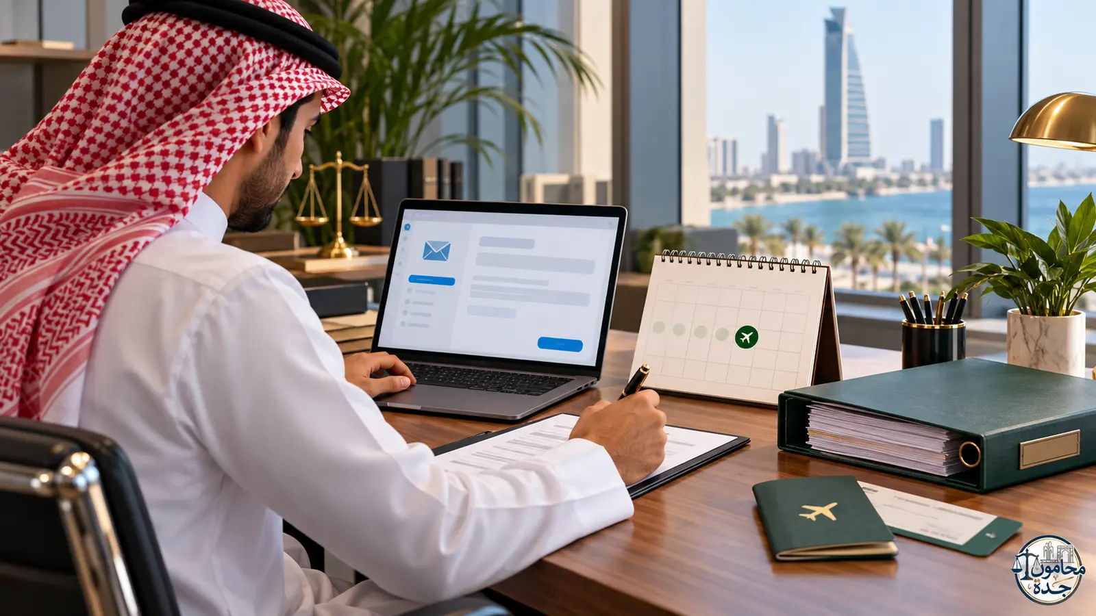 عامل سعودي يوثق إشعار الإجازة السنوية ومستنداتها