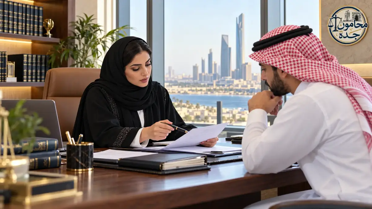 محامية سعودية تراجع طلب رد القاضي مع موكل في مكتب قانوني بجدة